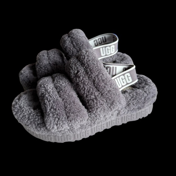 UGG Australia Oh Fluffita Lavender Gray Sheepskin Slippers US 9 Womens 1120876 - Picture 1 of 8